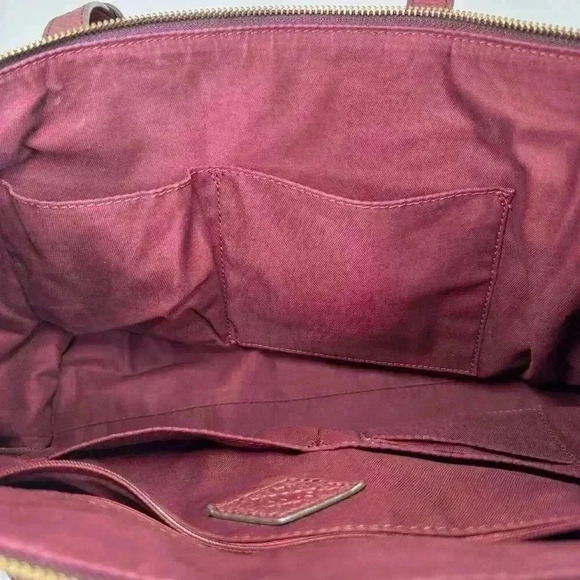 Fossil Sydney Tote Shoulder Bag Purse Handbag Leather Burgundy - Picture 10 of 13